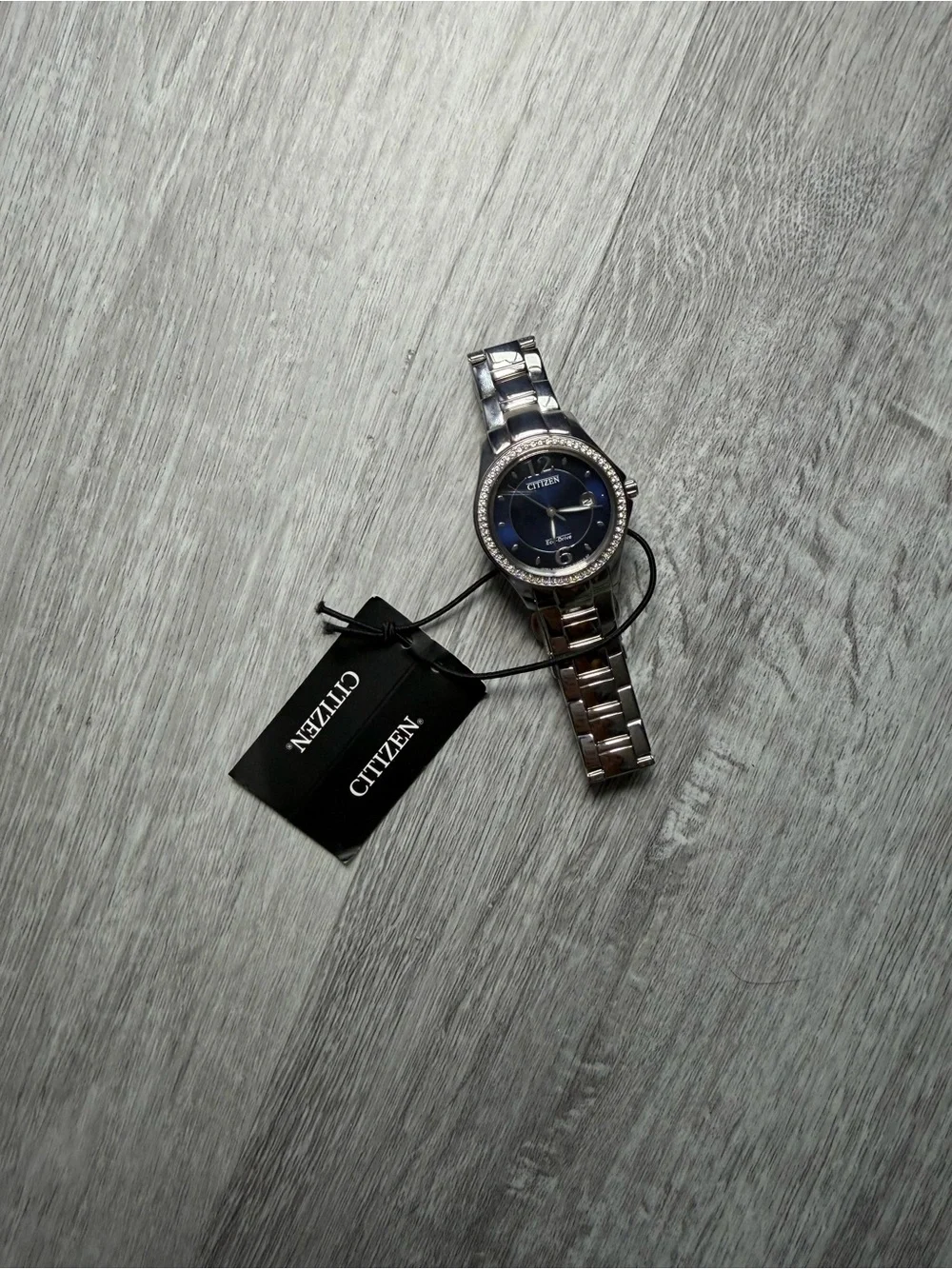 Citizen Ladies Stainless Steel Watch with Blue Dial and Crystal Bezel